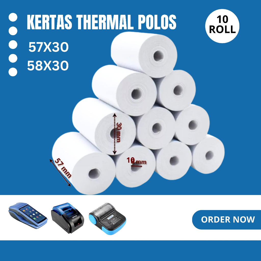 

KERTAS THERMAL EDC BLUETOOTH 57X30 ISI 10 ROLL