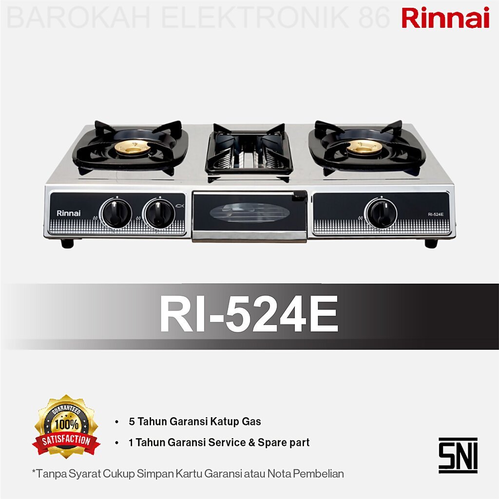 Rinnai RI-524E Kompor Gas 2 Dua Tungku Dan Grill Pemanggang - Api Ekonomis