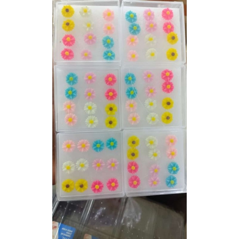 Anting giwang anting motif bunga tusuk plastik