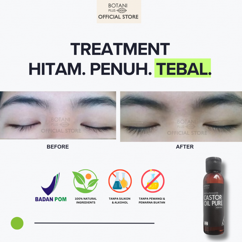 Paket Penebal Alis | Serum Penumbuh & Pelebat Alis | Castor Oil Eyebrow Serum | BOTANI PLUS