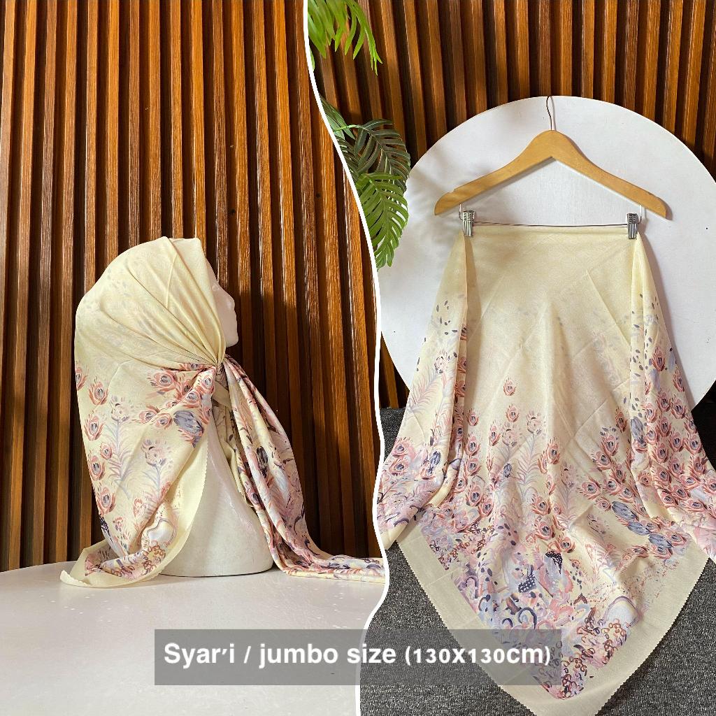 "MERAK" HIJAB SYARI VOAL MOTIF PREMIUM SEGIEMPAT JUMBO 130x130cm LASERCUT KERUDUNG CANTIK TERBARU