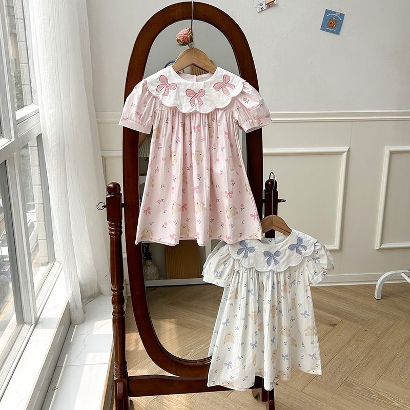 (Mommyhoky)Dudu cream-Dress anak import Dress Autumn Anak Dress anak Vintage style Dress babydoll an