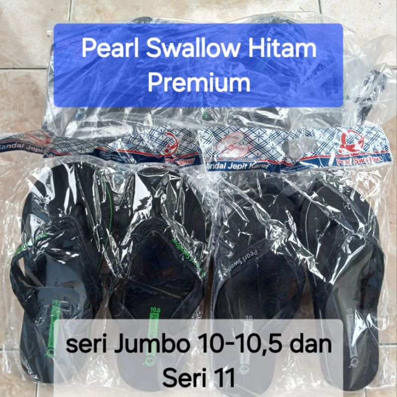 Grosir 6 pasang Sandal Japit Pearl Swalow Premium HITAM seri Jumbo