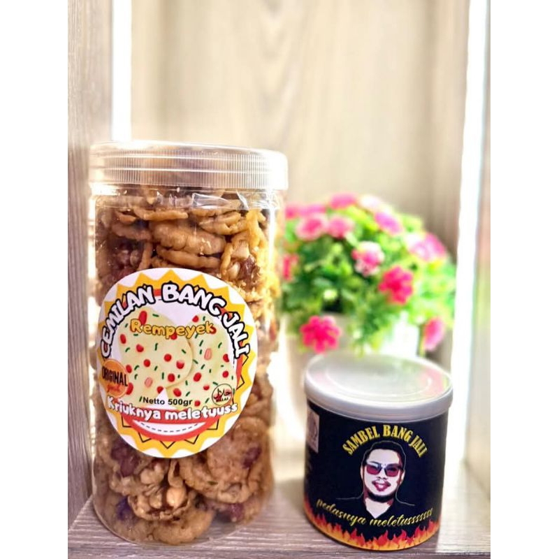 

cod | cemilan rempeyek 2 toples + plus sambal 1