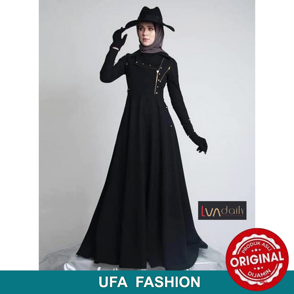 LVA MACHIANO Dress Nuansa Jet Black (Hitam pekat)  kain Polyester High quality,  PO 3 minggu, LVA DA