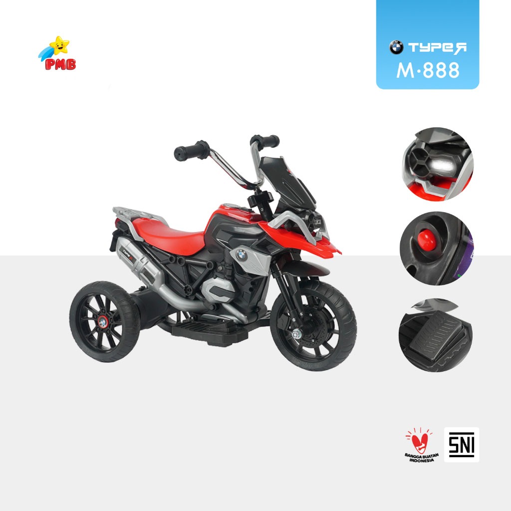 Sepeda Motor Anak 3 Roda Motor Manual Anak Mainan Anak Sepeda Motor Baterai PMB M888 Aki