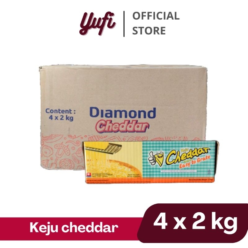 

Diamond keju cheddar 4 x 2kg (1 kardus isi 4 pack keju)