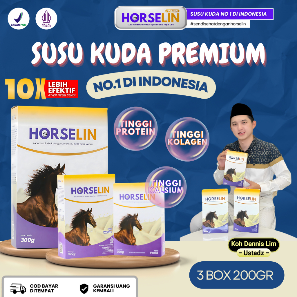 

HORSELIN 3 BOX SUSU KUDA SUMBAWA UNTUH NYERI SENDI TULANG OTOT PEGAL LINU REMATIK ORIGINAL 200GR
