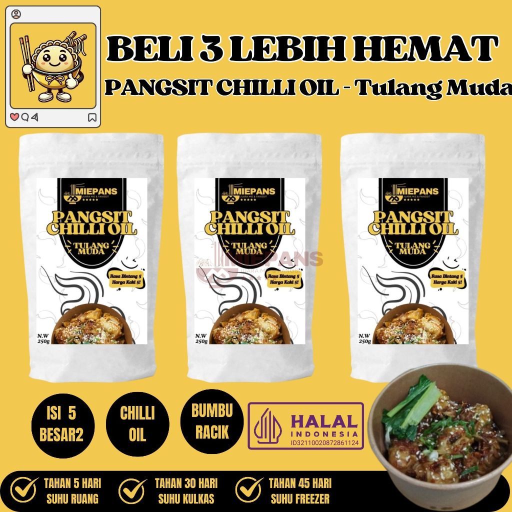 

Pangsit Chilli Oil - Tulang Muda / Rangu - Beli 3 Lebih Hemat
