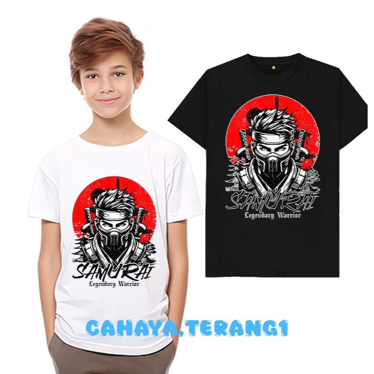 (GRATIS STIKER) T-SHIRT BAJU KAOS BAYI & ANAK DISTRO UMUR 3-13 TAHUN-MOTIF KEREN KARTUN SAMURAI-JAPA