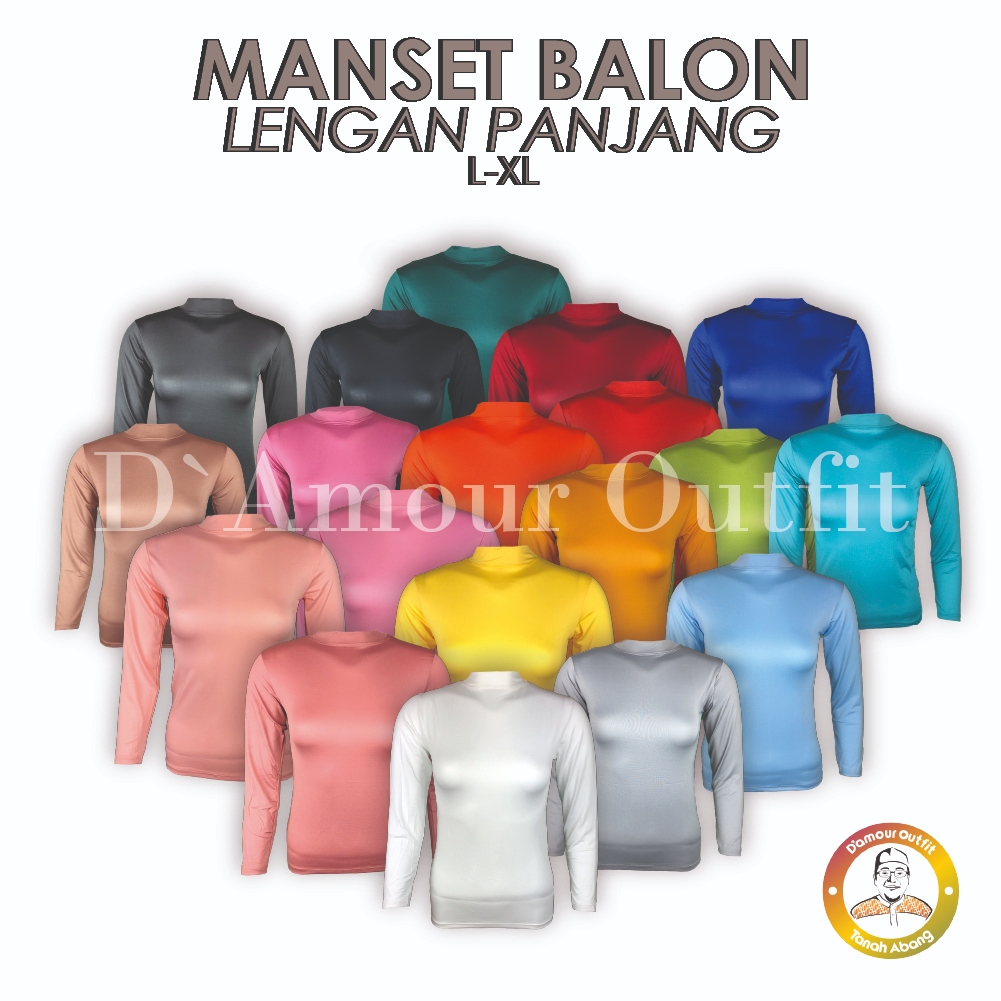 Manset Baju Wanita Dalaman Kebaya Iner Lengan Panjang Polos Jumbo Bahan Spandek Balon Licin Dalaman 