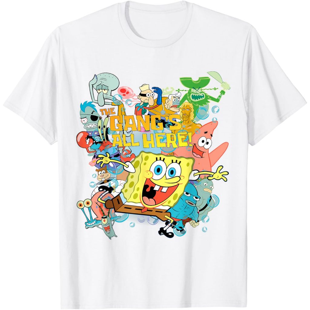 Baju Anak Kaos Anak Spongebob Squarepants The Gangs All Here T-Shirt Pakaian Bayi Atasan  Cowok Cewe