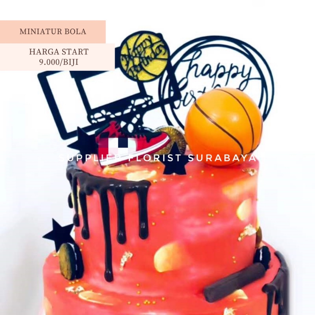 [1 BIJI BOLA BASKET BOLA SEPAK] MINIATUR KUE TART CAKE DECORATION DEKORASI KUE ULANG TAHUN ANAK ULTA