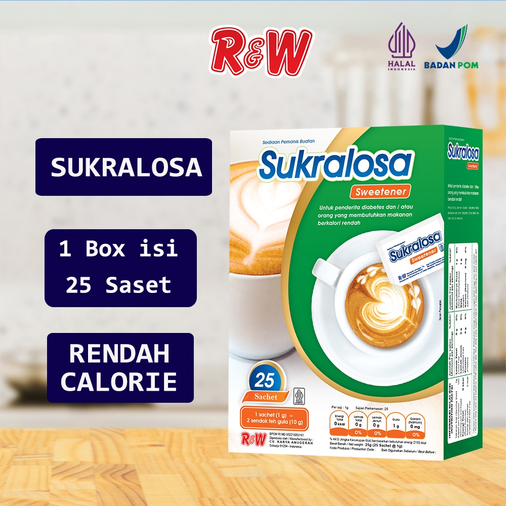 

Sukralosa Gula Rendah Kalori Sweetener Rajawali R&W RW 25 Sachet