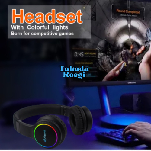 Headset Hetset Heatset Headphone Audio Musik Bluetooth Wireless Gaming Mega Bass High Quality