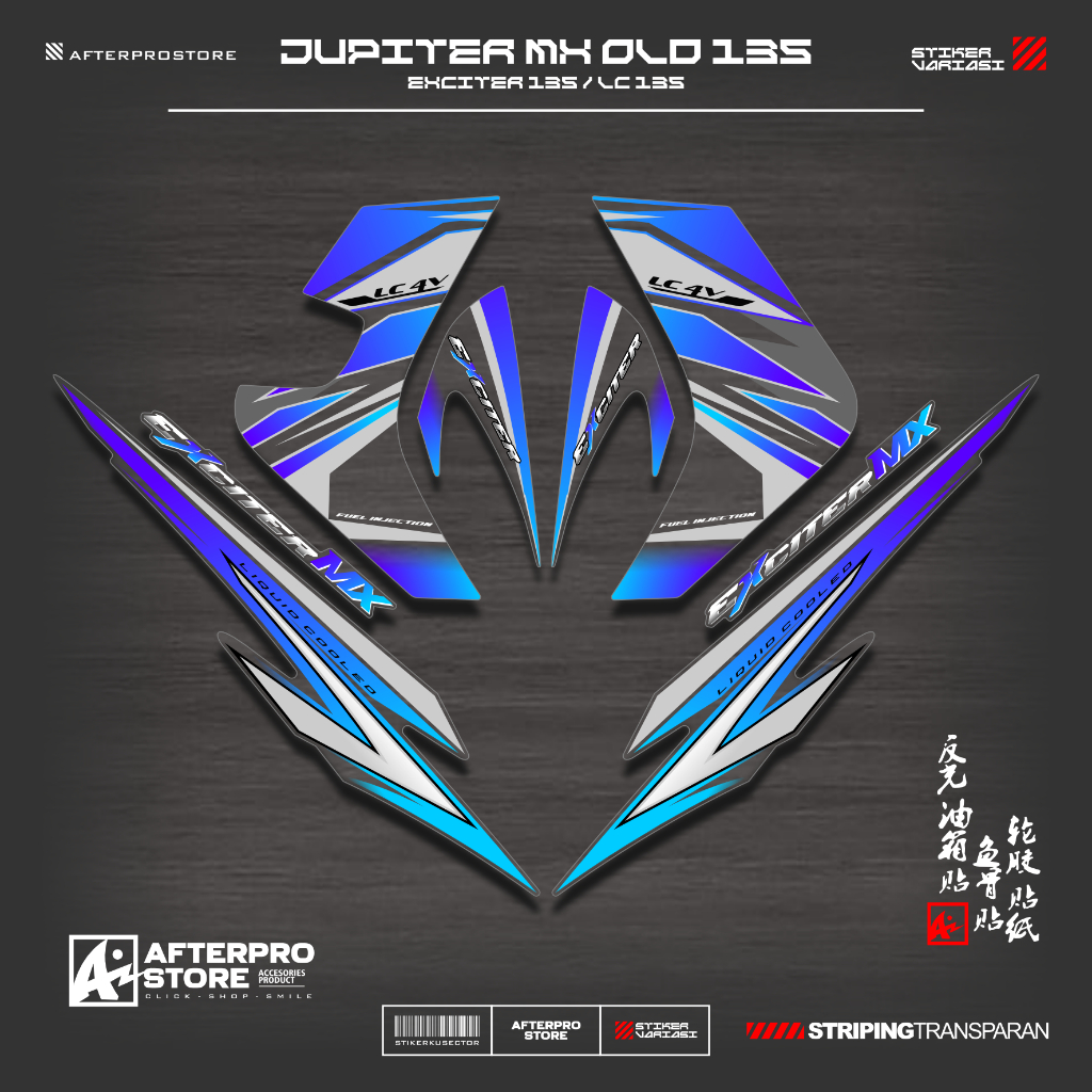 STRIPING TRANSPARAN UV MX LAMA 135 MOTIF X46 STIKER STICKER JUPITER MX OLD OJMX VARIASI 135 BENING