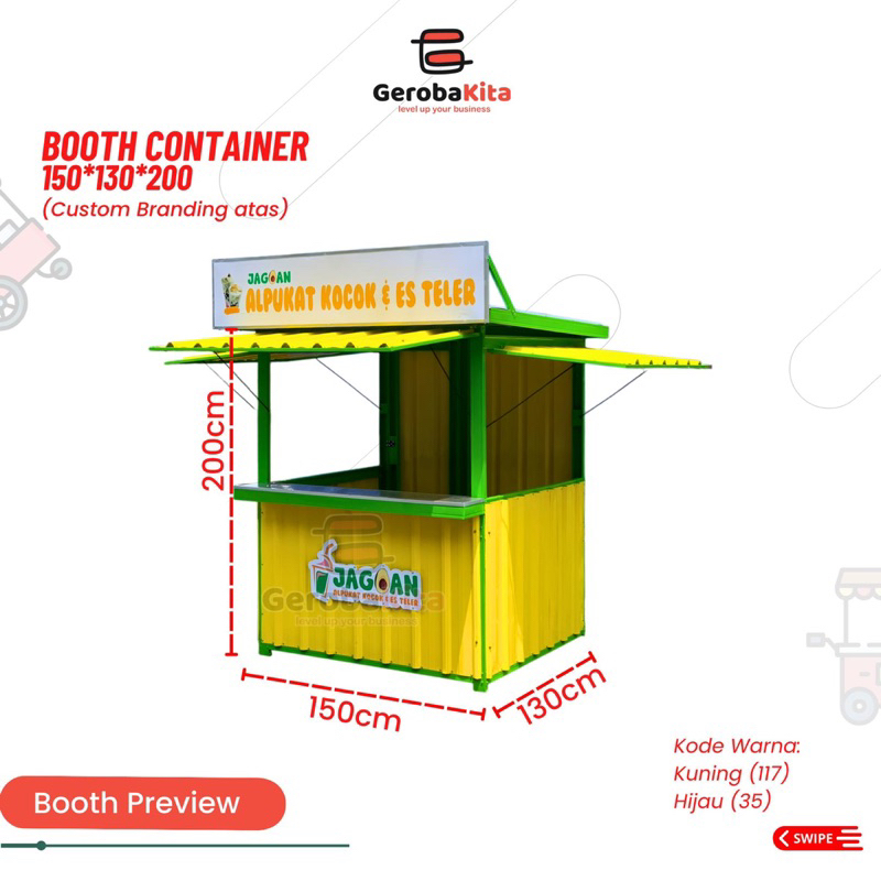 Booth Container 150x130x200 Custom Branding Atas