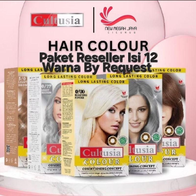 (Paket Reseller Isi 12) Cultusia Permanent Hair Color 30ml - Cat Rambut - Pewarna Rambut