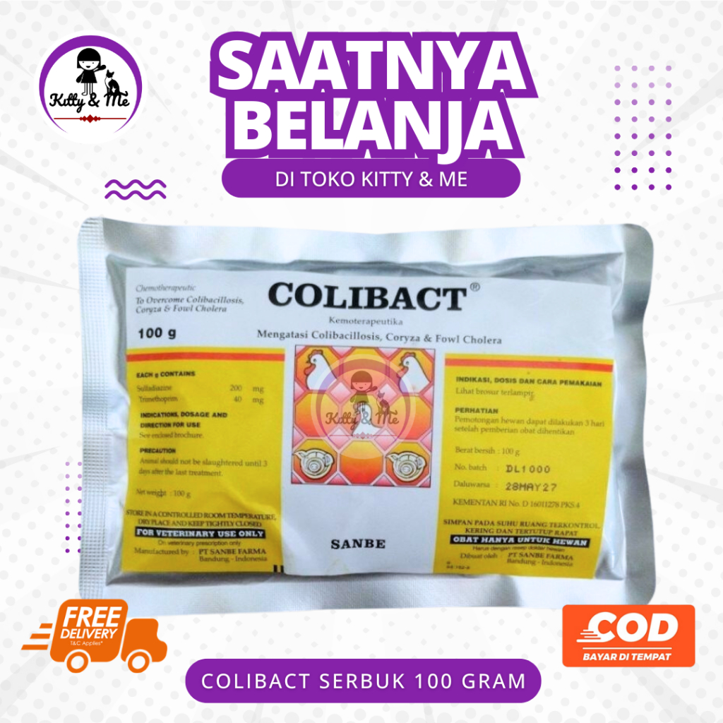 COLIBACT SERBUK 100 GRAM - Obat Ayam Babi Colibacillosis Coryza Fowl Cholera