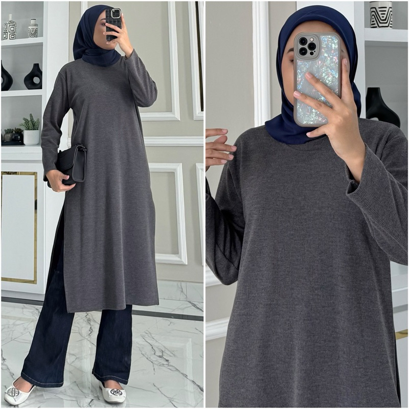 HOT PRODUCT ABIGAIL KNITT TUNIK BY ZALFA OUTFIT / BAJU ATASAN WANITA MUSLIM TUNIK HARIAN PANJANG