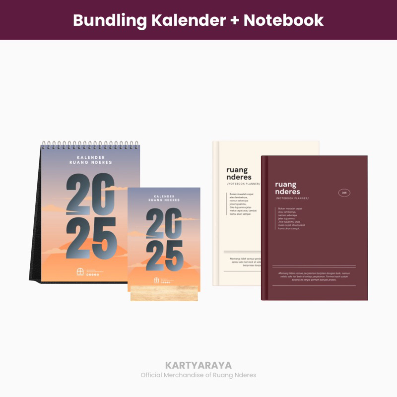 

FREE PIN & PEMBATAS QURAN | Bundling Kalender 2025 & Notebook Ruang Nderes