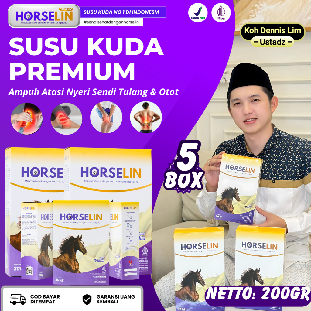 

PAKET HORSELIN 5 BOX SUSU KUDA PREMIUM AMPUH UNTUK NYERI SENDI TULANG OTOT ASAM URAT ORIGINAL 200GR