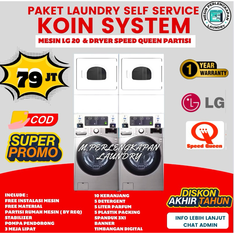 PAKET LAUNDRY KOIN PARTISI MESIN CUCI LG 20KG