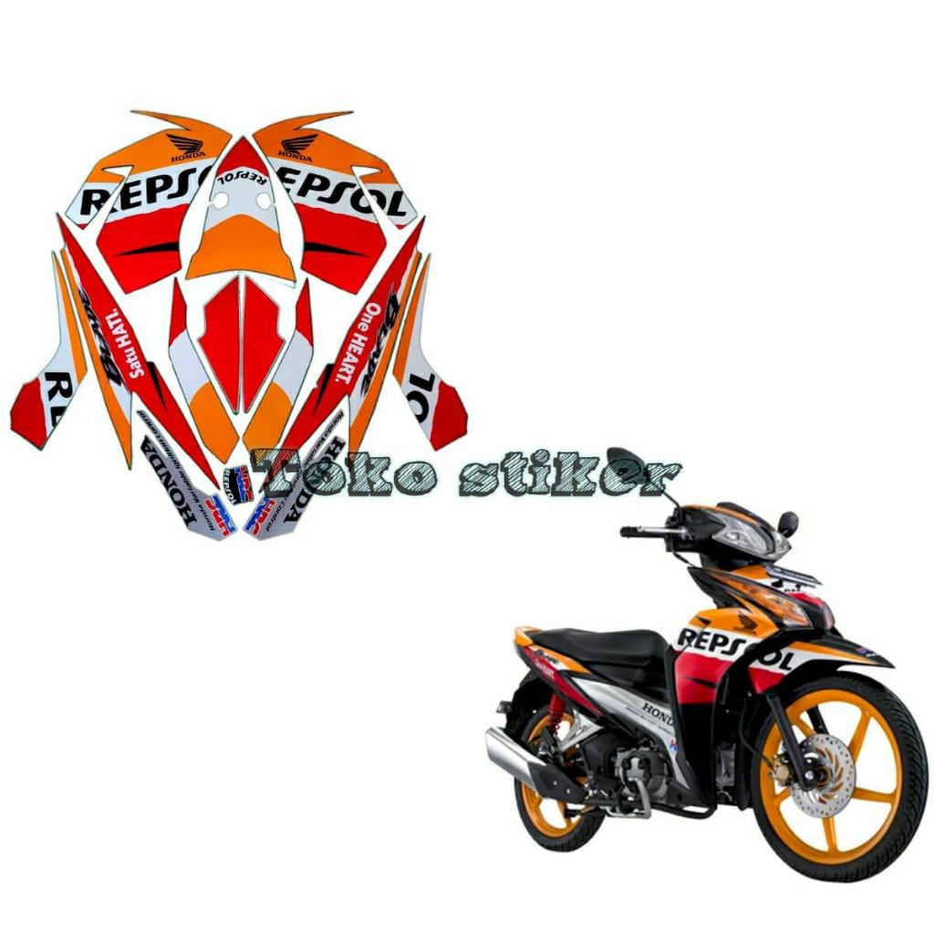 STIKER STRIPING LIS LES POLET BODY MOTOR BLADE REPSOL 110 2012 ORANGE STANDAR