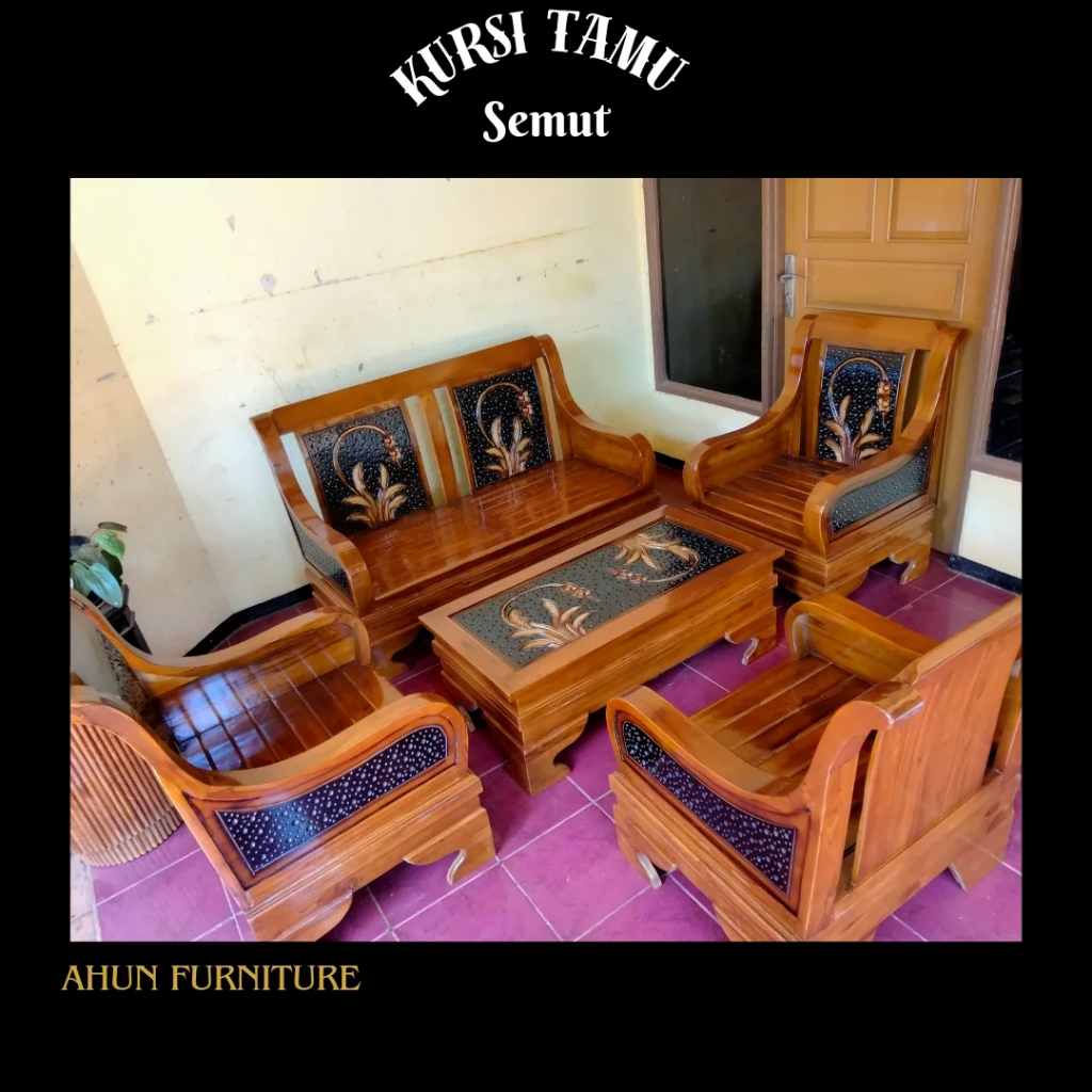 AHUN FURNITURE Kursi Tamu Semut jati/Kursi tamu ukir/ kursi tamu minimalis jati