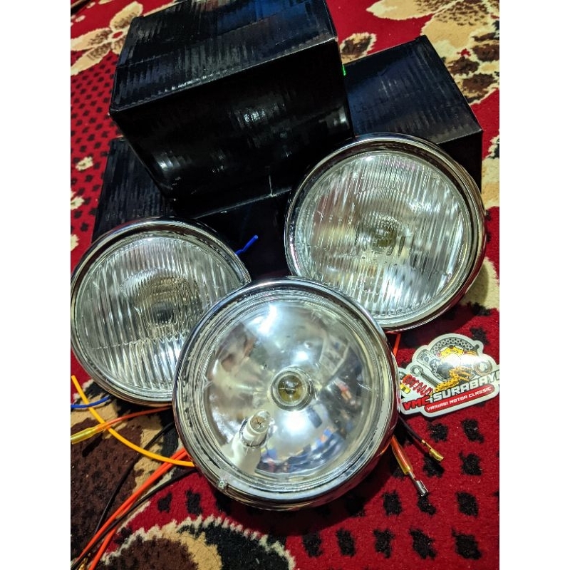 LAMPU DEPAN HONDA C70 DOP H4 KACA PUTIH BENING
