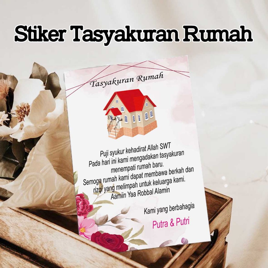 stiker / kartu tasyakuran pindahan rumah baru syukuran pindah rumah