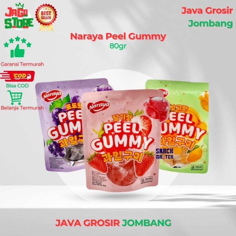 

Naraya Peel Gummy 80g Jelly Fruit Candy Mangga Strawberry Grape Permen Jelly Kupas Naraya