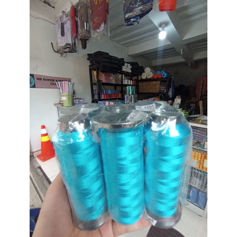 turkis 1101 benang bordir rayon doble pinguin