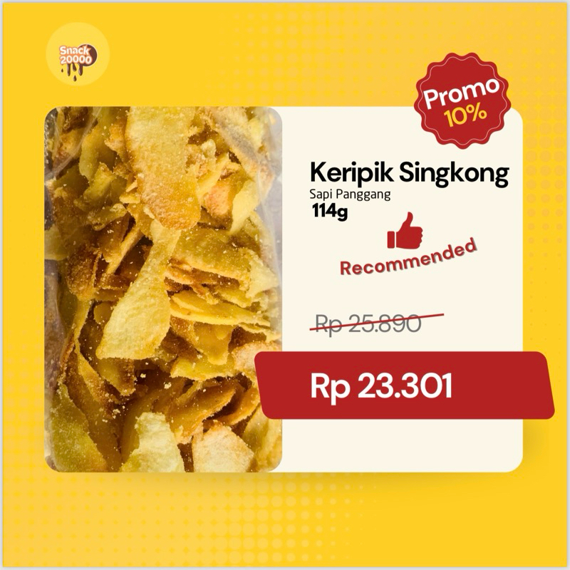 

Keripik Singkong Sapi Panggang 114g Bumbu Tabur Premium (FREE PACKING BUBLE DAN KARDUS PENGAMAN)