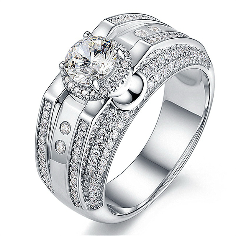 Cincin Pria Perak Mewah Berlian Elegan