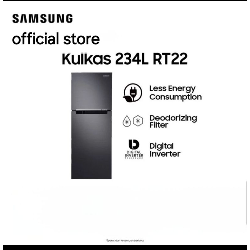 KULKAS SAMSUNG RT22FARBDB1 INVERTER 2 PINTU [ 234 LITER ]
