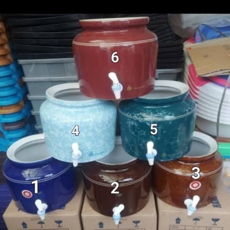 Guci Galon Keramik Trisensa Warna Campur tempat air galon