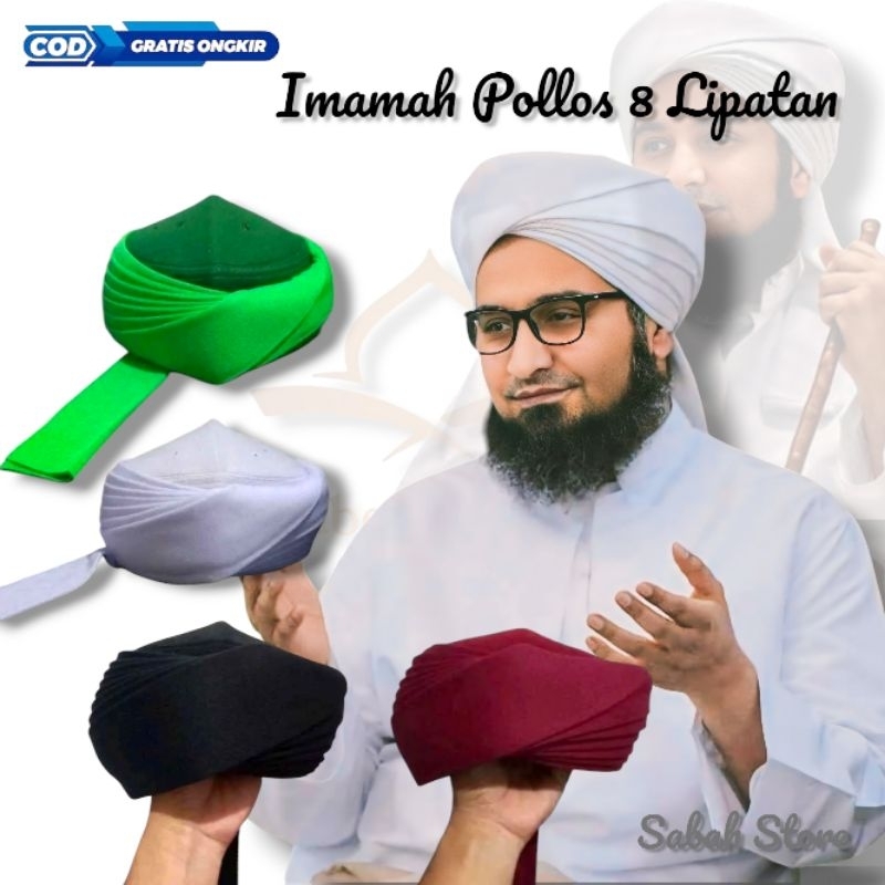 Peci/Peci Imamah Permanen 5 Meter/Peci Imamah Permanen 8 Lipatan/Peci Sorban Imamah Polos Tanpa Logo