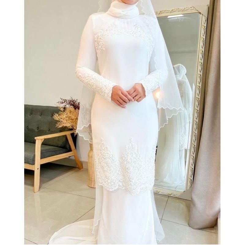 gaun pengantin muslimah Malaysia Melayu gaun akad gaun walimah wedding dress gaun melayu gaun pengan