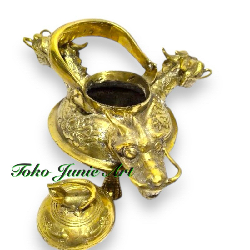 Gentong Bokor Teko naga Kuningan Asli warna emas Dan Hitam