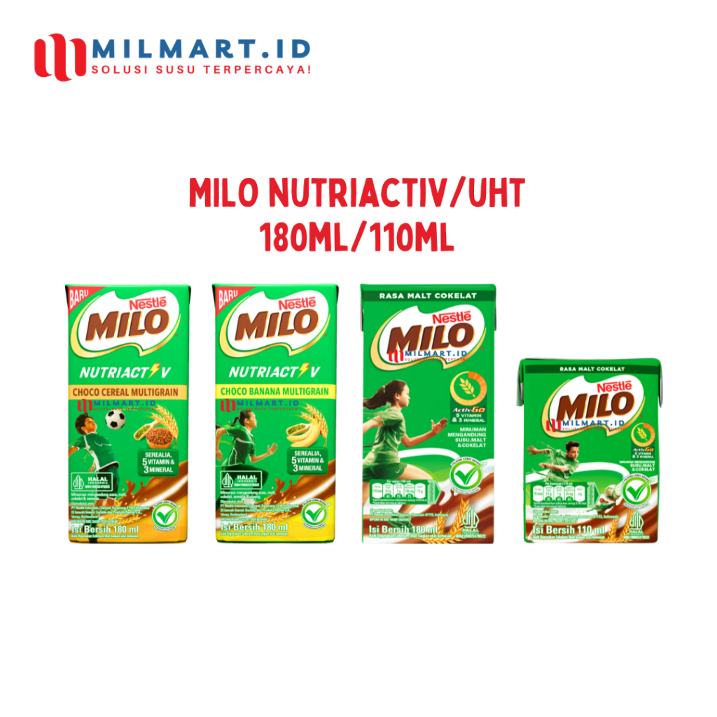 

MILO KOTAK 180ML/110ML (1 PCS) COKLAT UHT NUTRIACTIV MILO CHOCO CEREAL COKLAT SEREAL MILO MULTIGRAIN