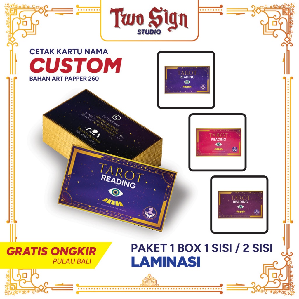 

PAKET KARTU NAMA LAMINASI GLOSSY/DOFF CUSTOM ISI 100 PCS