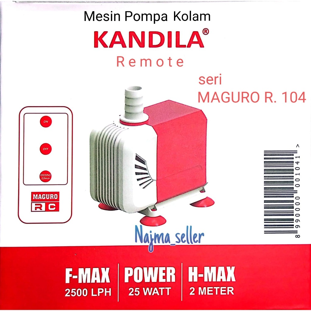 Mesin Pompa Kolam KANDILA REMOTE, seri MAGURO R 104, 105, 106 dan seri 107, 108.