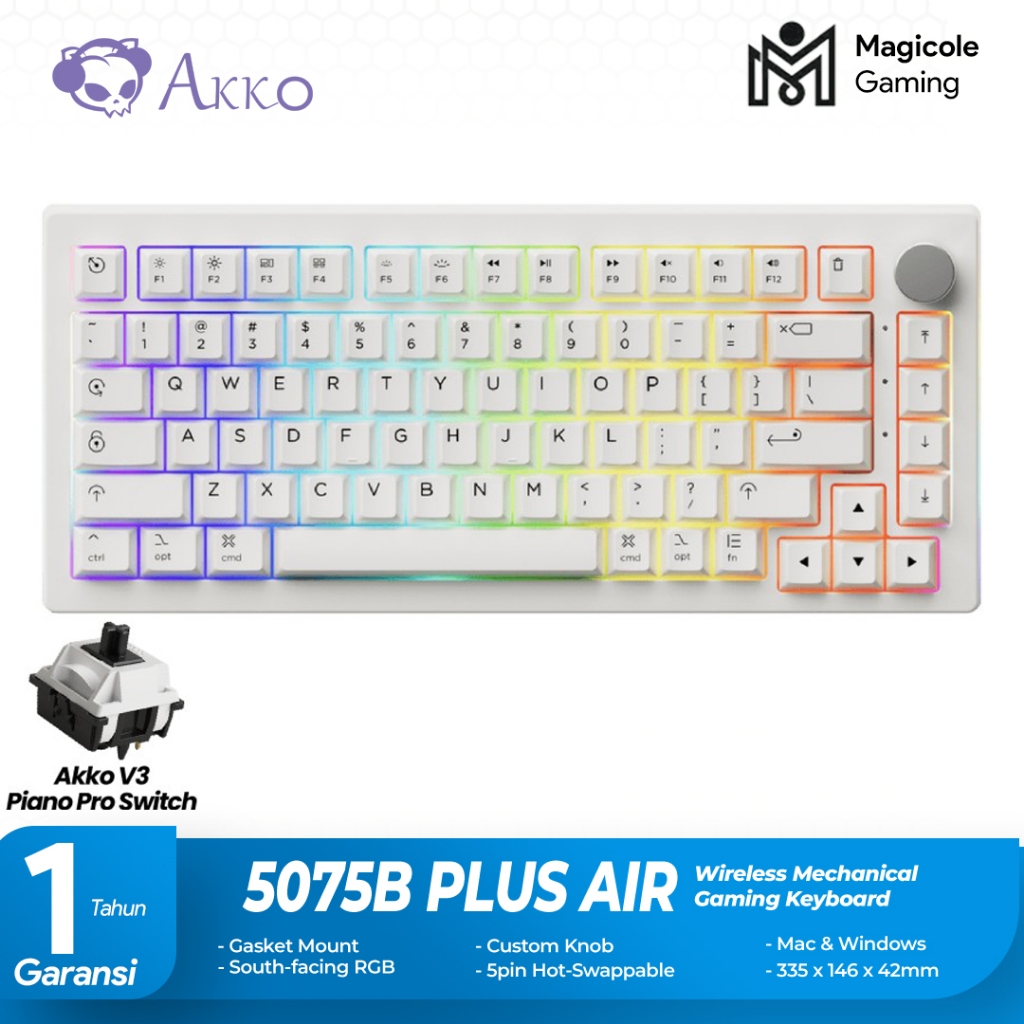 Akko 5075B Plus Air includes Cherry Profile Mac and extra Win replacement keycaps