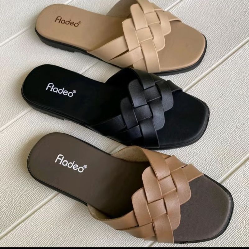 Sandal anyam wanita terbaru // sandal wanita elegant // sandal kekinian Flad-Anyam