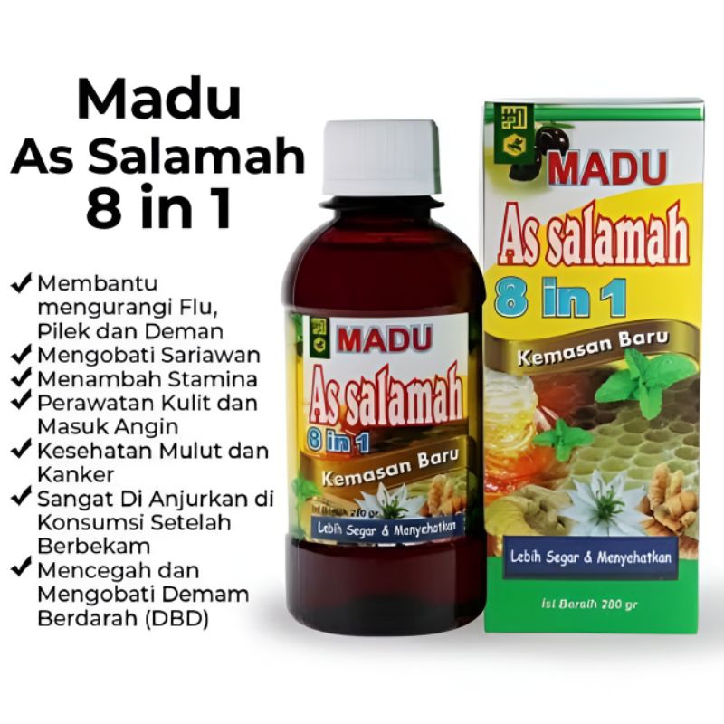 

Madu As Salamah 8 in 1 - Herbal Alami Atasi Batuk, Flu, & Demam
