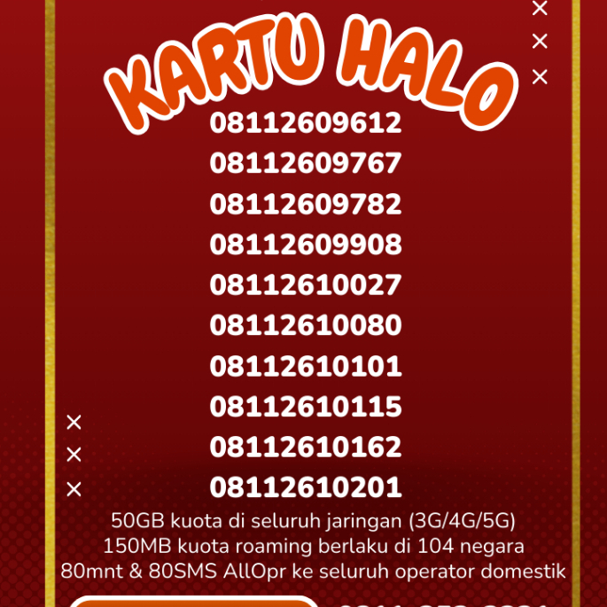 Kuota 50GB  Telkomsel kartu halo 11 digit nomor 14