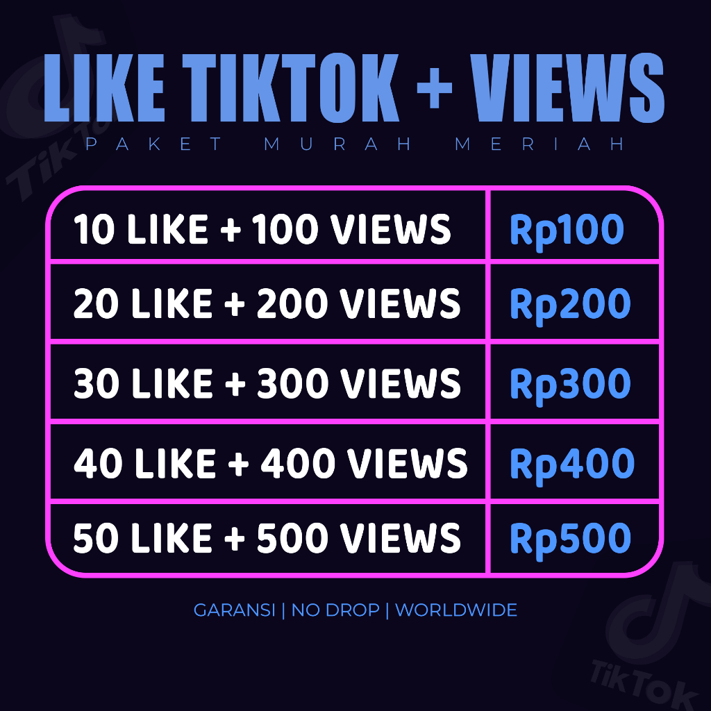 Meningkatkan Popularitas Tiktok Likes / Like Tiktok HD / View Tiktok Fyp / Views Tiktok Global