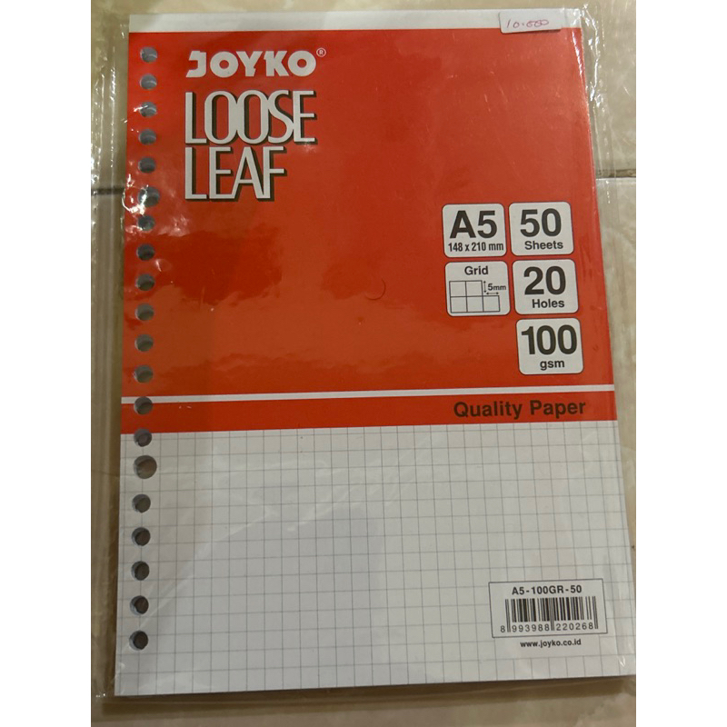

Loose Leaf A5 100 Sheets Joyko Kertas Isi Binder