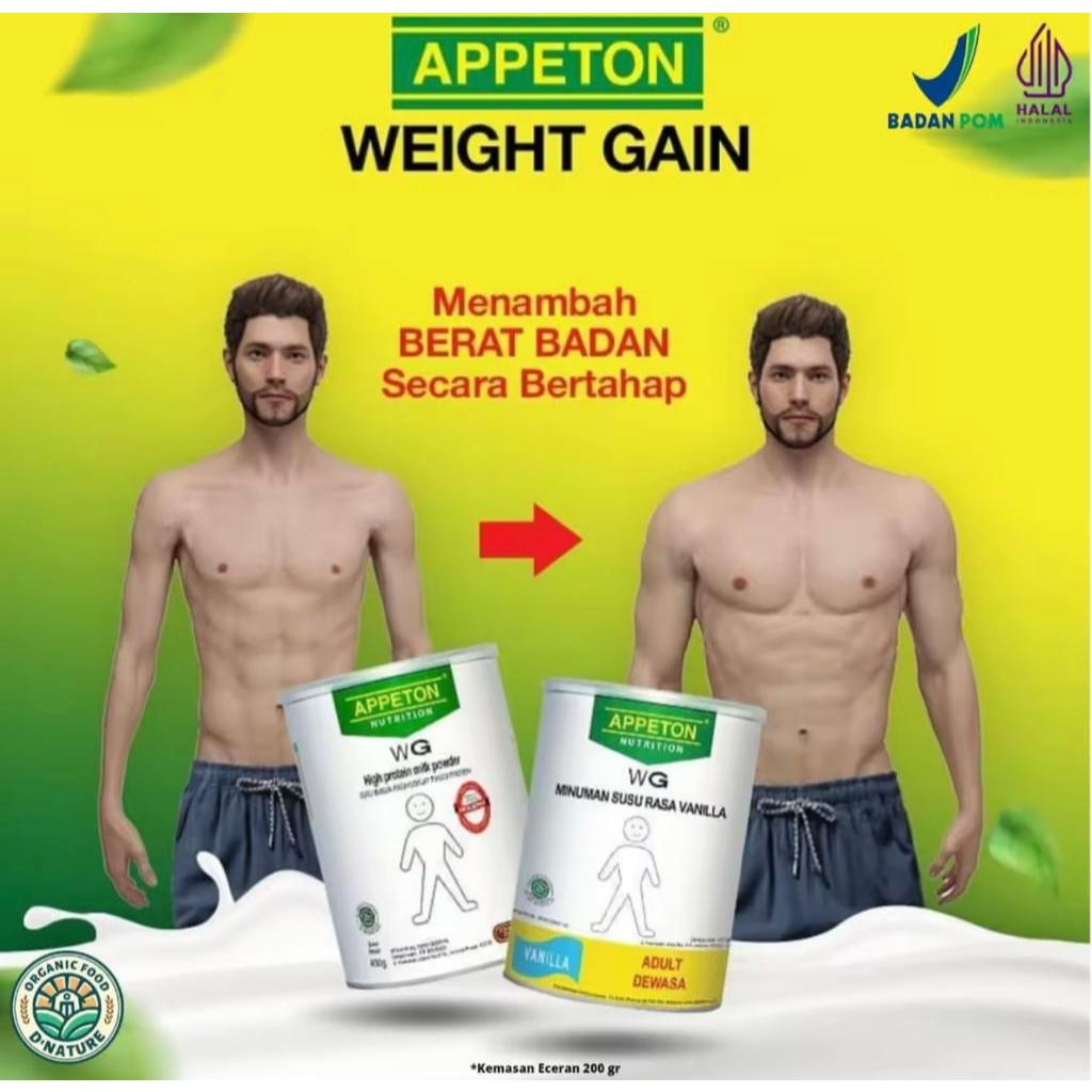 

COD APPETON Nutrition Weight Gain Vanilla Cokelat Minuman Susu Rasa Tinggi Protein